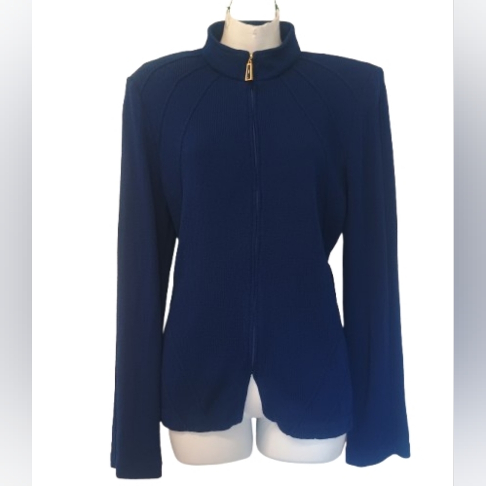St John collection royal blue zip up sweater Women's Size: 10
